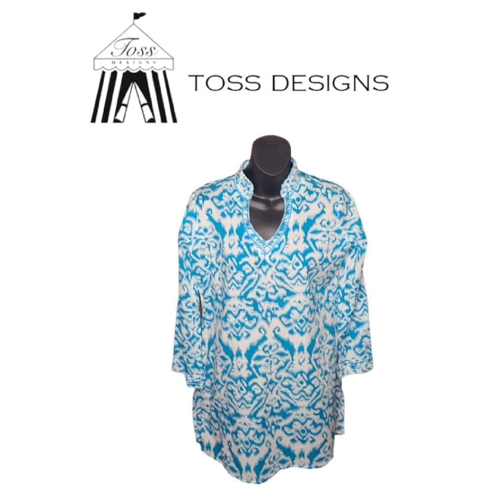 Toss Designs Boho Abstract Print 100% Cotton Tunic - image 1